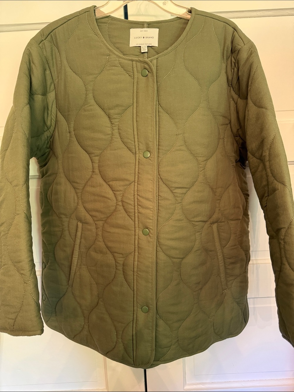 Lucky Brand Olive Quilted Snap-Front Jacket XL